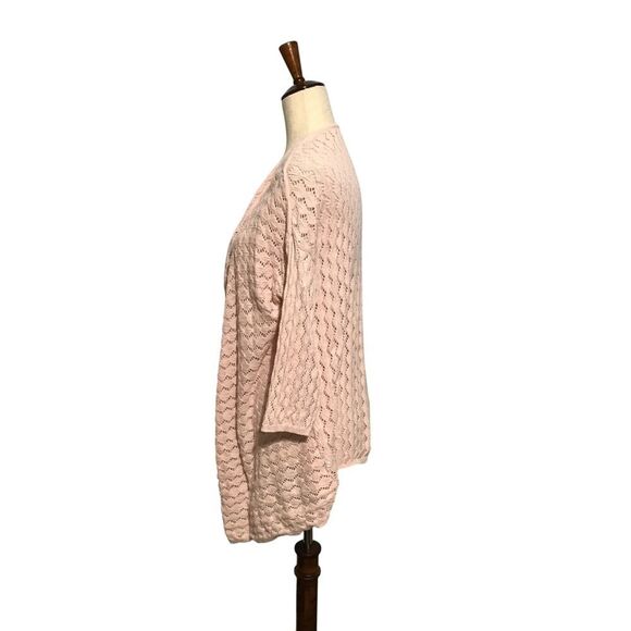 J.Jill Light Pink 3/4 Sleeve Waterfall Shawl Sweater - Picture 3 of 9